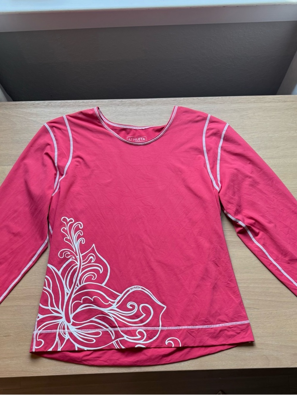 Athleta Floral Rashguard Long Sleeve Swim Shirt Size Large